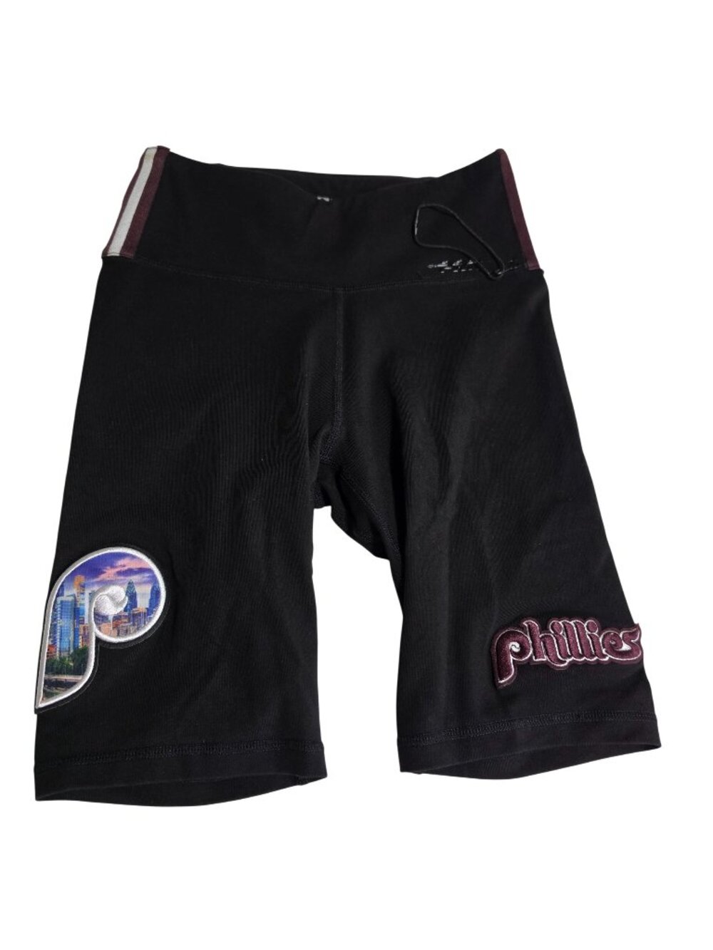 Philadelphia Phillies Logo Athletic Running Yoga Shorts Black Women’s XS